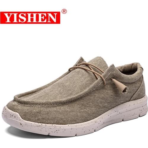 YISHEN Men Classic Canvas Shoes Casual Sneakers Mens Lazy Shoes Moccasin Men Slip On Loafer Washed Denim Casual Flat Loafers