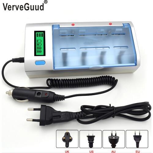 VerveGuud(RUEITOP) Multi Usage Intelligent LCD Display Battery Charger For NiCd NiMh AA/AAA/SC/C/D 6F22 9V Rechargeable Battery