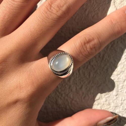 Natural Stone Vintage 925 Silver Jewelry Rings For Women Party Weeding Anniversary Engagement Gifts Fine Jewelry