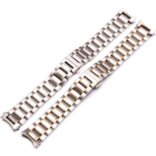 Stainless Steel Solid Double Push Button Fold Watch Buckle Butterfly Deployment Clasp Watch Strap 19mm 20mm 21mm WB116