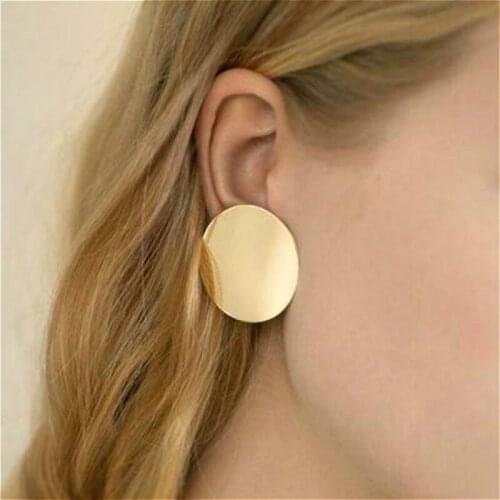 1 Pair Sell Wafer Clip Earrings For Women Golden Color Ball Geometric Earrings For Wedding Jewelry Gift