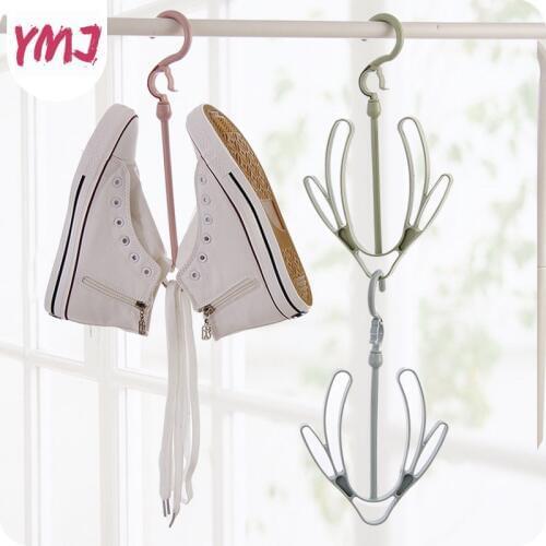 3 Color Double-hook Shoes Drying Rack Plastic Storage Hook Convenient Superimposable Hanging Shoes Storage Rack Hanger 1PC
