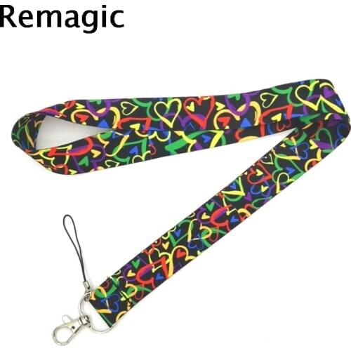 20pcs Colorful love Classical Style Lanyard For key The 90s Phone Working Badge Holder Neck Strap With Phone Rope webbing ribbon