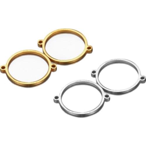 5pcs/lot Stainless Steel Polish Round Circles Pendants Double Hole Circle Charms Diy Jewelry Making Bracelet Necklace Connectors