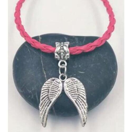 5 pcs New Hot Fashion Vintage Mixed Feather & Wings Leather Cord Charms Pendants Necklace Protection Women Gift