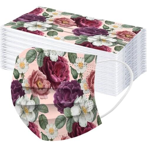 50pcs Disposable Masks For Face Women Fashion Design Anti-dust 3ply Breathable Mouth Mask Dropshipping Earloops Bandage Masques