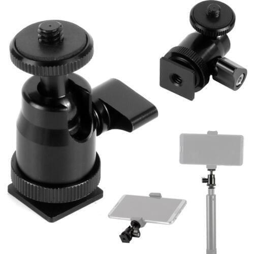 Aluminum 360 Rotating Bracket for Gopro Camera Tripod LED Light Flash Holder Ball Head Hot Shoe Adapter Mount with Lock