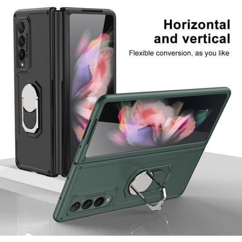 Armor Bracket Phone Case For Samsung Galaxy Z Fold3 Magnetic Bracket Case For Galaxy Z Fold 3 Mobile Phone Hard Protective Cover