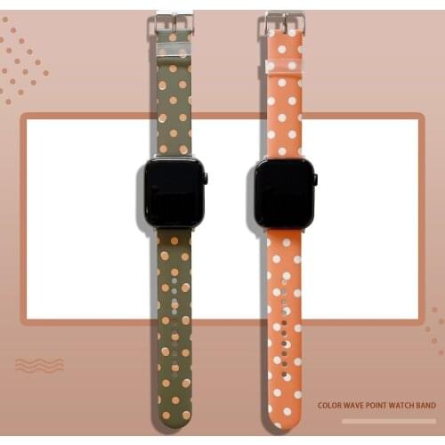 Orange wave dot wristband is suitable for Apple Watch 38 40 42 44mm female smart watch suitable for I watch4 series 6 5 3 2