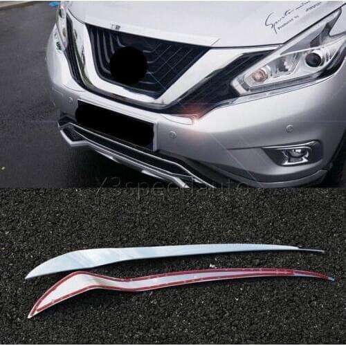 For Nissan Murano 2015-17 Front Head Light Lamp Eyelid Cover Trim 2pcs Chrome Car-styling