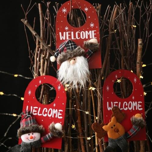 Welcome Door Card Merry Christmas Ornaments Christmas Gift Santa Snowman Tree Doll Hanging Decorations New Year Party Supplies