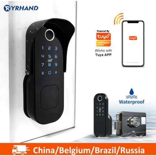 Wifi gate remote control tuya smart door lock fingerprint security rfid door lock serratura elettronica