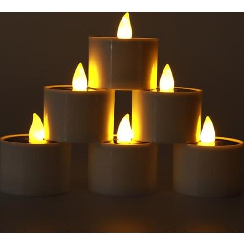 Eco-Friendly Candles 6 Pcs Solar Emulation Flickering Fake Flame LED Candles Decoration For Bedroom Coffee Shop Romantic Wedding