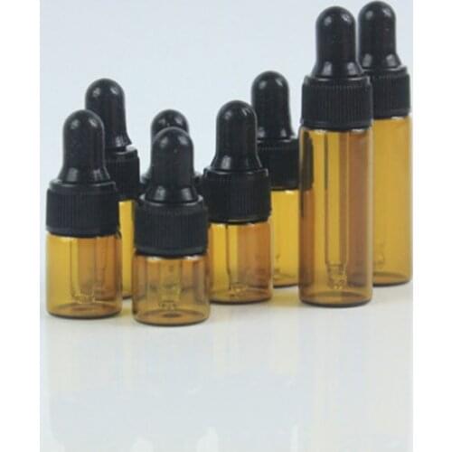 1ml 2ml 3ml 5ml Amber Glass Dropper Bottle Refillable Tea Tree Oil Essential Aromatherapy Perfume Container Liquid Pipette vial
