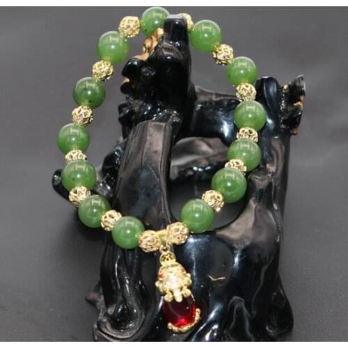 Chinese production of natural jade pendant Lucky animal mosaic alloy bracelet female bracelet