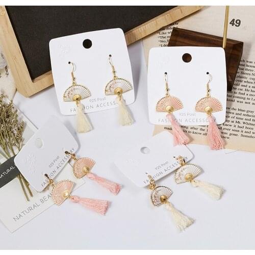 Classical Folding Fan Flower Modeling Hanging Dangle Womens Earrings Fashion Simple Prevent Allergy Ear hook exquisite 2021 New