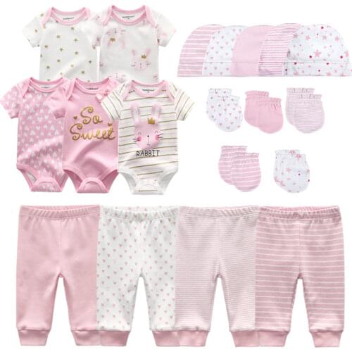0-6 Months Newborn Set Baby Boy Clothes Suit Jumpsuits+Pants+Hat+Gloves Infant Girl Birth Outfit ropa bebe Onsies Sets Summer