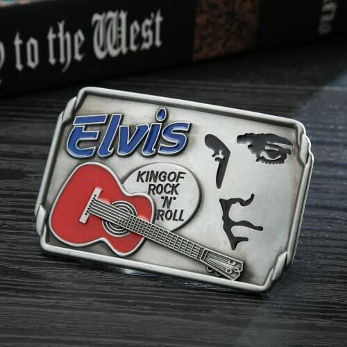 Western cowboy belt Buckle Elvis Music guitar zinc alloy belt buckle suitable for 4.0 belts