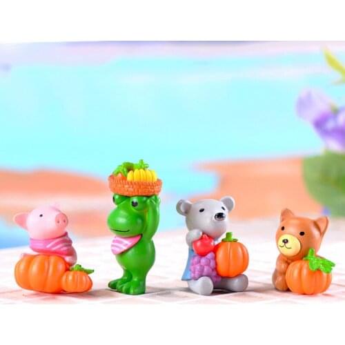 ZOCDOU 1 Piece Small Animal Statue Resin Doll Toy Figurine Garden Home Car Crafts Miniatures Decor Ornament Pig Pumpkin Harvest