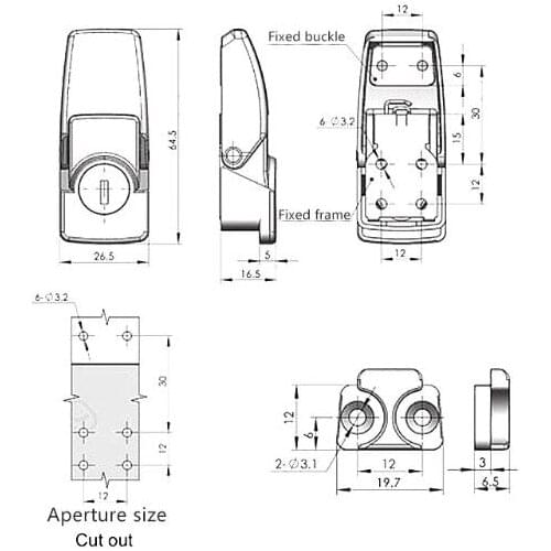 YYSD Cabinet Black Coated Metal Hasp Latch DK604 Security Toggle Lock With Two Keys