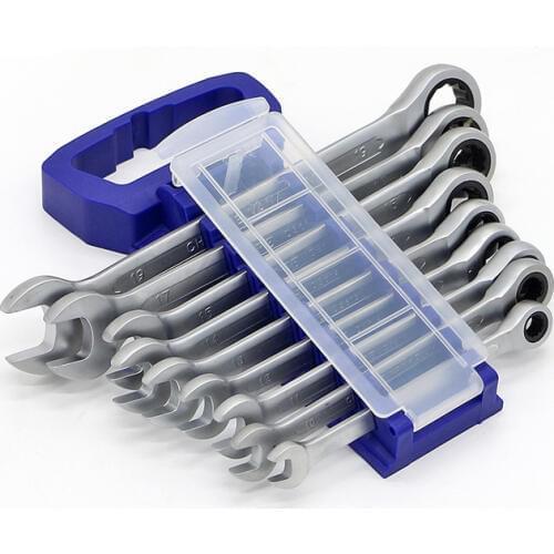 YOFE 9pcs/set 8-19mm Ratchet Handle Wrench Quick Metric Universal Spanner CR-V Matt Combination Wrench Set Auto Repair Tools