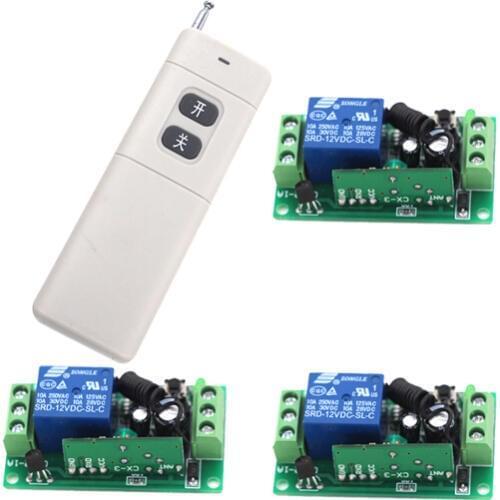 2016 New 12V 1ch wireless remote control switch system 1 transmitter & 3 receiver relay smart house Free shipping SKU: 5222