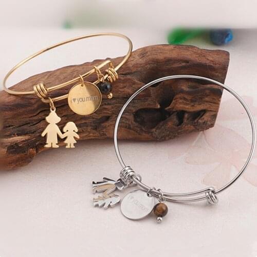 European And American Accessories Simple Fashion Creative Electroplating Titanium Steel Lettering Bracelet Mothers Day Gift