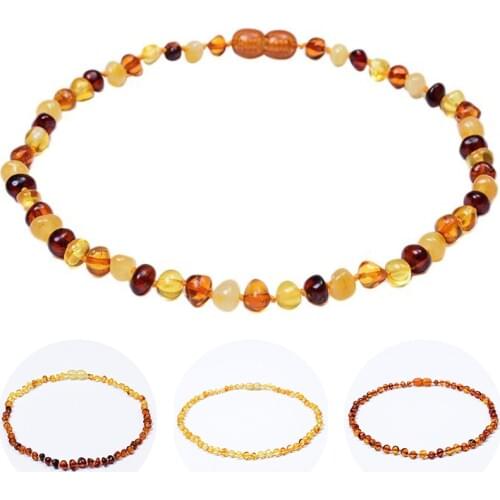 Natural Amber Baby Necklace DIY Baltic Treasure Chain Baby and Child Teething Necklace 21cm -50cm 5 Colros for Choice