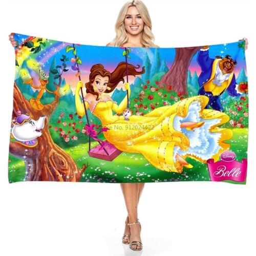 Beauty and The Beast Beach Towel Disney Princess Microfiber Bath Towel Adult Children Boy Girls Travel Vacation Game Peripherals
