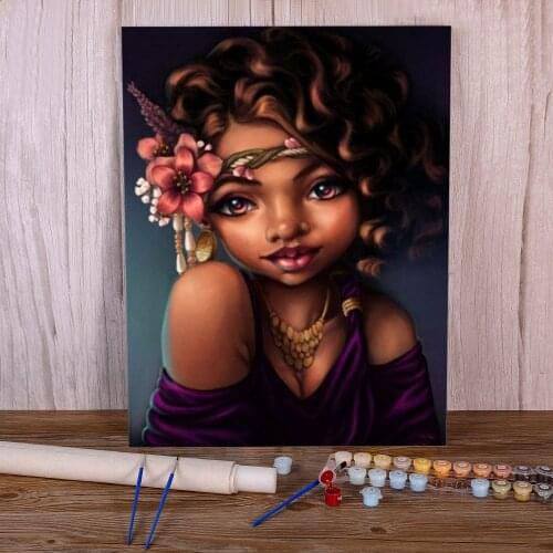 Portrait African Woman Painting By Numbers Set Oil Paints 40*50 Canvas Pictures New Design For Handiwork