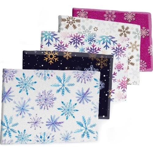 Christmas Snowflake Pattern Printed Polyester Cotton FabricTwill Fabric Patchwork Sewing Accessories Fabric 50*145CM