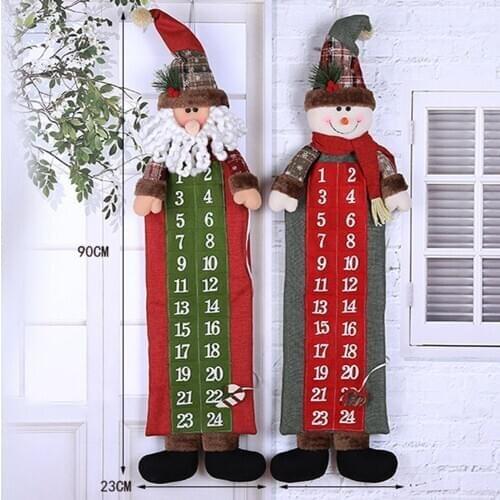 Santa Claus Snowman Christmas Calendary New Year Countdown Calendar Home Office Hanging Ornaments 90cm*23cm