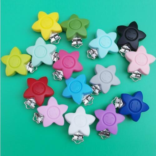 Sutoyuen 1PC Silicone Flower Smile Face Pacifier Clips Baby Dummy Chupeta Attache Sucette Teether Holder Clips Star Shape Keeper