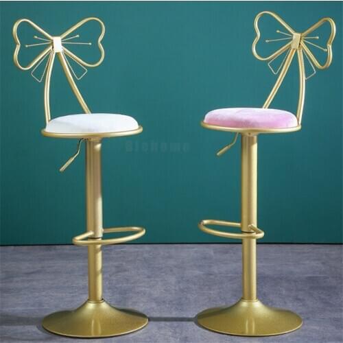 Nordic Light Luxury Home Backrest Bar Chair Height Adjustable Lifting High Chair Rotating Round Bar Stool High Quality Chairs