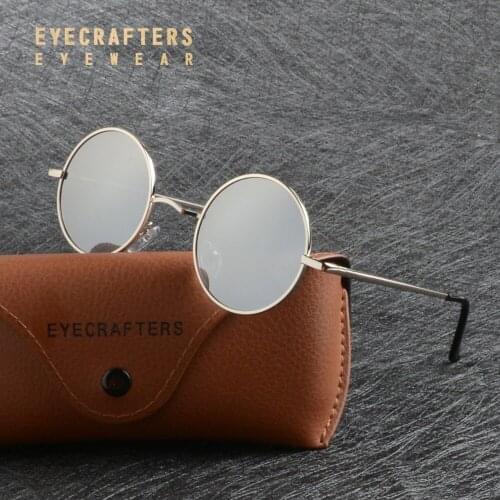 Luxury Steampunk Polarized Round Sunglasses Mens Women John Lennon Glasses Vintage Retro Silver Mirror Sun Glasses gafas de sol