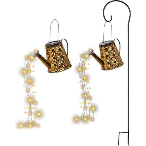 Solar Light with String Lights Lawn Lamp Vintage Fairylight Watering Kettle Shower Can Statues Greensward Lamp for Decor