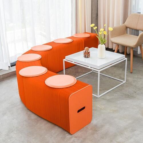 Telescopic folding stool ottoman activity long bench kraft paper stool 42CM high 6 seat bearing weight 1900kg