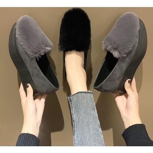 Casual Woman Shoe Women Shoes 2020 Round Toe Autumn Clogs Platform Modis Loafers Fur Boat New Fall Creepers Winter Cute Leisure