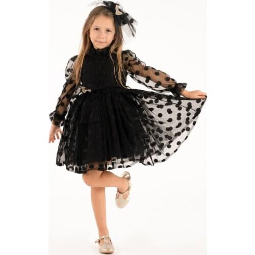Female Child Black Buckled Evening Dress