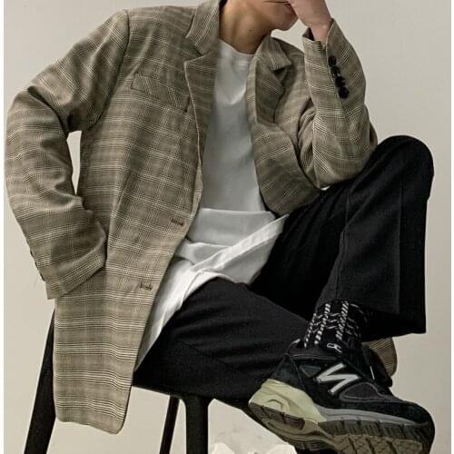 Spring style small suit slim man checked suit casual fashion trend mens mens long-sleeved top