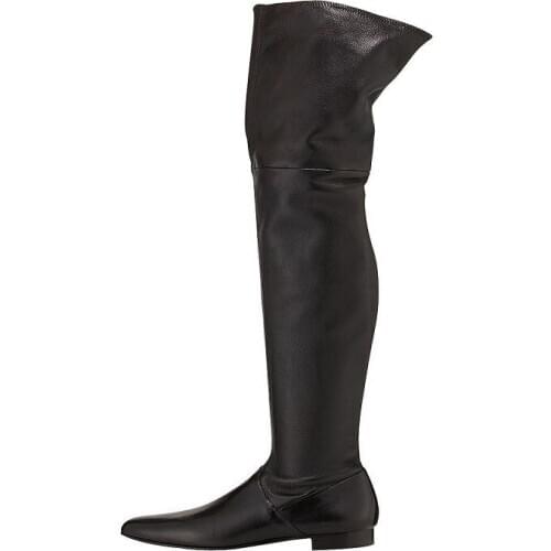 Over-the-knee Long Boots Motorcycle Boots Black Gray Casual Flat Bottom Thigh Boots Winter Plush Round Head Suede Shoes Woman
