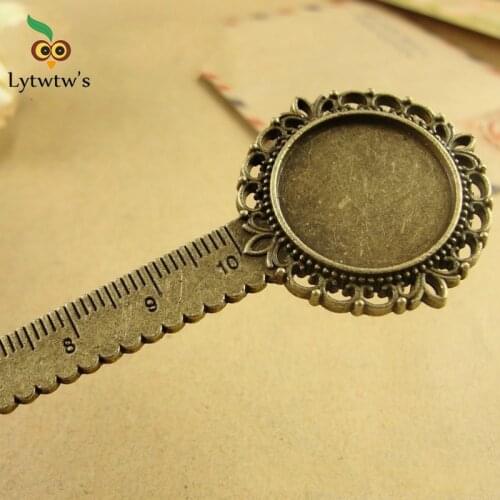 1Pcs Lytwtws Retro Metal Alloy Lace drawing Straight ruler for sewing Bookmarks School Office Supply Stationery measuring tool