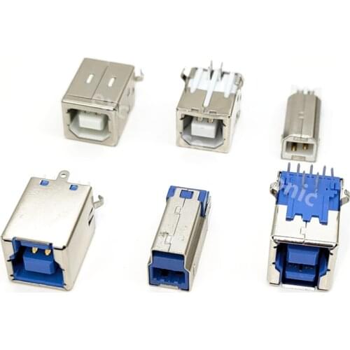 10pcs USB 2.0/3.0 Type B Female Plug Jack USB-B Right Angle AF Socket Printer Interface Soldering PCB Connector