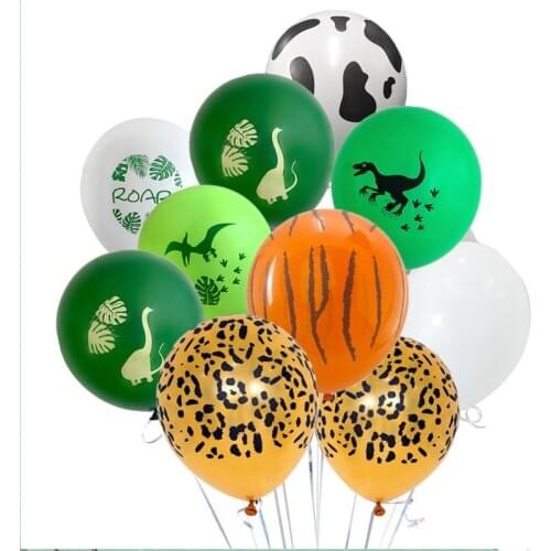 12pcs Standing Green Dinosaur Balloons Birthday Decoration Dinosaur Party Baloons Banner Jungle Animal Part Supplies Globos