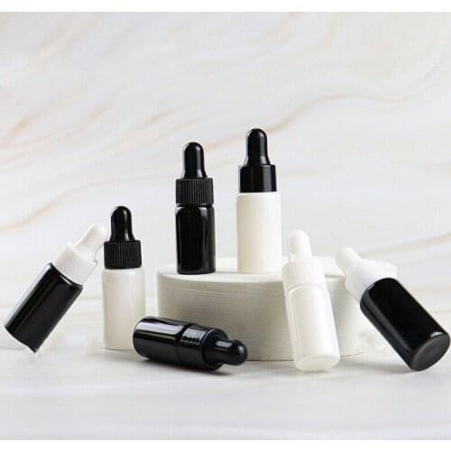 150pcs Empty 2ml 3ml 5ml 10ml White porcelain/Black essential oils bottle with dropper Glass Dropper bottle Mini essential Oil