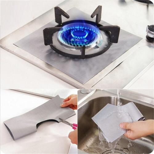 2pcs/set Glass Fiber Gas Stove Protectors Reusable Gas Stove Burner Cover Liner Mat Pad Home Kitchen Tools Fit Almost Gas Stoves