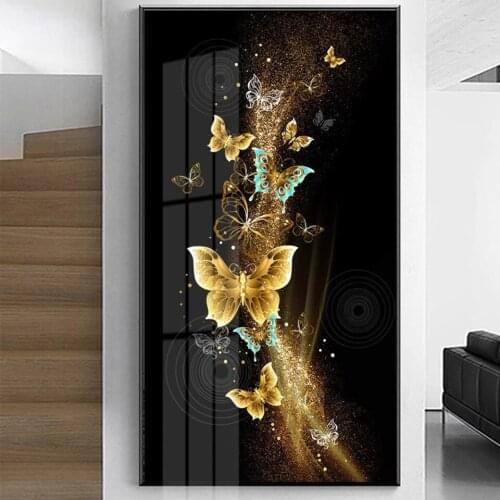 5D Diy Diamond Painting Abstract Golden Butterfly Full Square Round Handmade Diamond Embroidery Icon Animal Wall StickersZP-4841