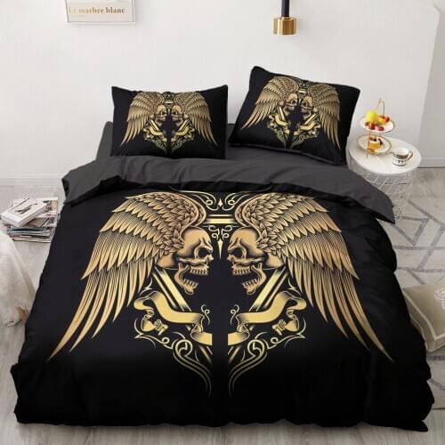 American Bedding Set Duvet Cover Set Quilt Covers Sets Comforter Case King Queen Double Single Size 3D Skull Bedclothes