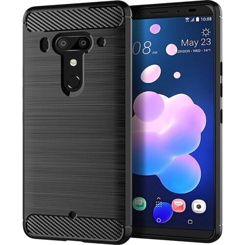 Shock Absorption Cover Soft TPU Anti Scratch Carbon Fiber Design Back Case for HTC U12 Plus/U12