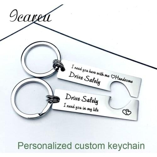 Hollow Out Heart Personalized Customized Keychain Stainless Steel Key chain Couples Gifts
